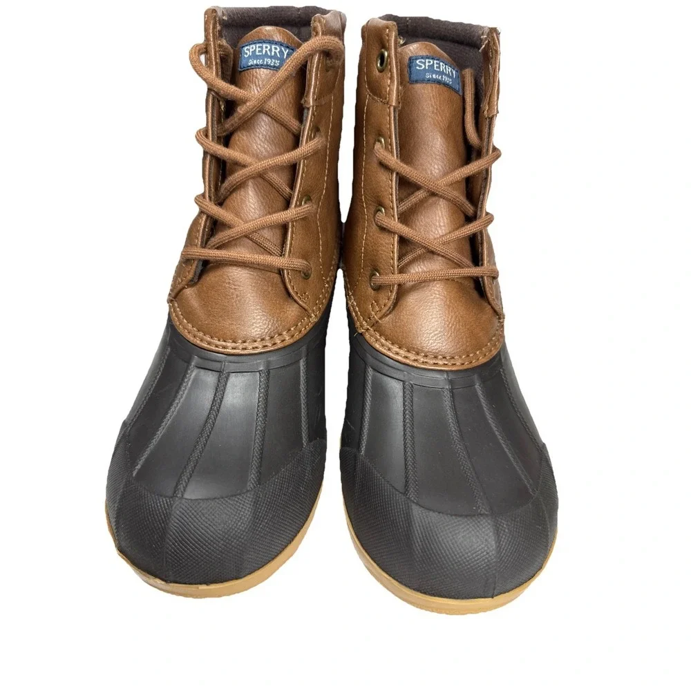 Sperry Youth Duck Boots Size 6 Brown Black Lace Up Ankle‎